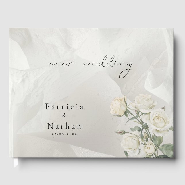 Hochzeit mit essbarer Blush-Rose Botanik Gästebuch (Vorderseite)
