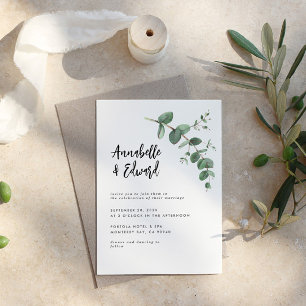 hochzeit mit eukalyptus-details und einladung im b flyer