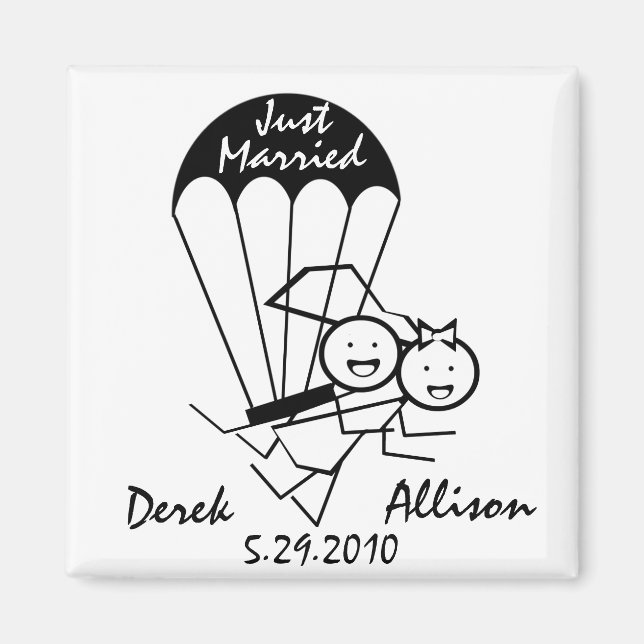 Hochzeit mit Fallschirmsprung Magnet (Vorne)