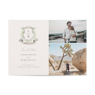 Hochzeit mit floralem Wappen Save The Date