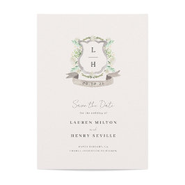 Hochzeit mit floralem Wappen Save The Date