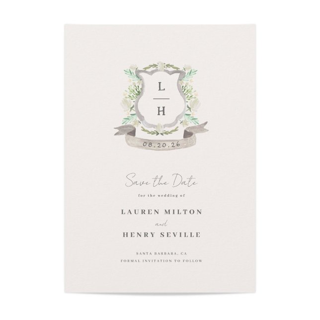 Hochzeit mit floralem Wappen Save The Date (Von Creator hochgeladen)
