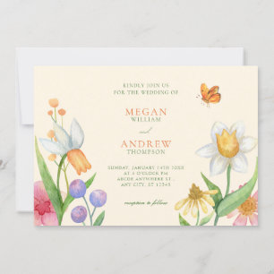 Hochzeit mit floralen Aquarellen Einladung