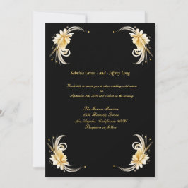 Hochzeit mit Gold Floral Leaf Einladung