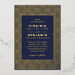 Hochzeit mit Gold Geometric Folieneinladung