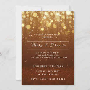 Hochzeit mit Gold und Kupfer und Glitzer Einladung