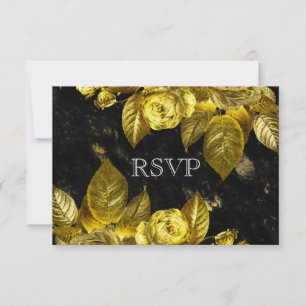Hochzeit mit Gold und schwarzem Marmor RSVP Karte