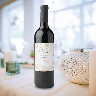 Hochzeit mit goldgelber Blüte Weinetikett