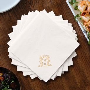 Hochzeit mit Goldherz mit Monogramm Ecke Servietten Mit Folie