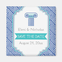 Hochzeit mit griechischem Schlüssel und Aqua-Blau-