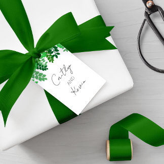Hochzeit mit grünem Leaf Canopy Geschenkanhänger