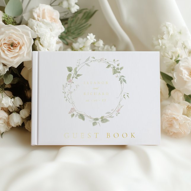 Hochzeit mit grüner Blüte und grünem Blumenkraut Gästebuch (Von Creator hochgeladen)