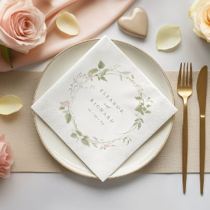 Hochzeit mit grüner Blüte und grünem Blumenkraut Serviette