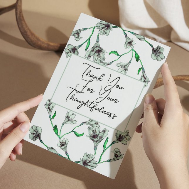 Hochzeit mit grüner Flora Dankeskarte (Von Creator hochgeladen)