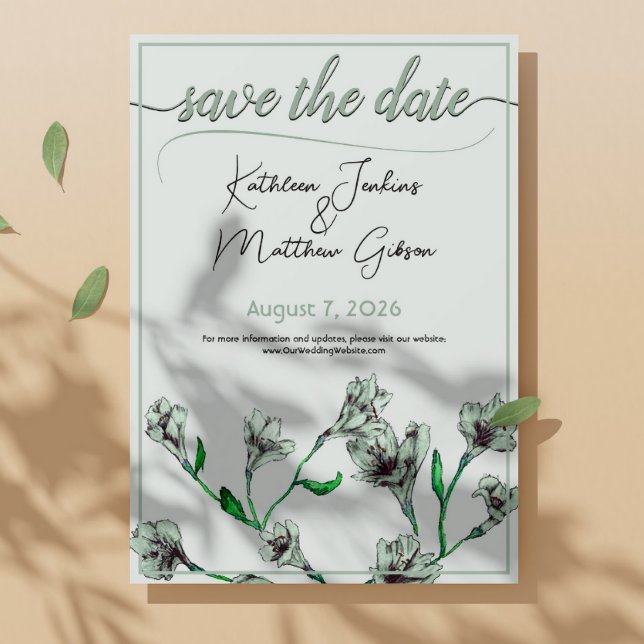 Hochzeit mit grüner Flora Save The Date (Von Creator hochgeladen)