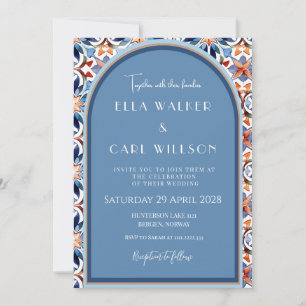 Hochzeit mit hellblauen und schicken Tile Einladung