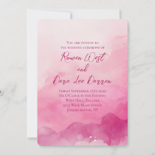 Hochzeit mit hellrosa Wasserfarbe-Ombre-Malerei Einladung
