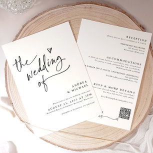 Hochzeit mit Herz Modernes QR-Code-Hochzeitsinladu Einladung