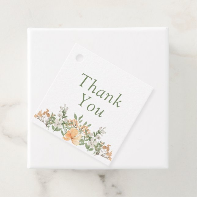 Hochzeit mit hübschem Pfirsich und Weißblumen Geschenkanhänger (Beispiel)