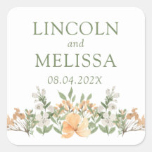 Hochzeit mit hübschem Pfirsich und Weißblumen