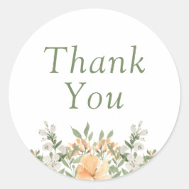 Hochzeit mit hübschem Pfirsich und Weißblumen Runder Aufkleber