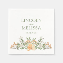 Hochzeit mit hübschem Pfirsich und Weißblumen Serviette