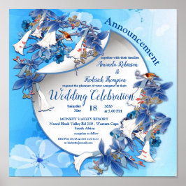 Hochzeit mit illustrierter Blume Poster