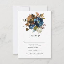 Hochzeit mit Ingwer und Navy RSVP Karte