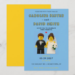 Hochzeit mit klassischen Spielbausteinen Einladung