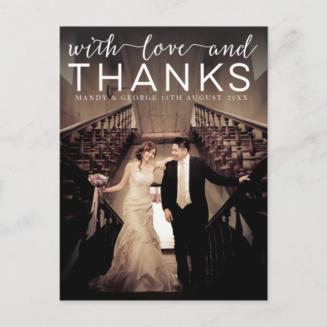 Hochzeit mit Liebe & dank Foto Postkarte (Vorderseite)