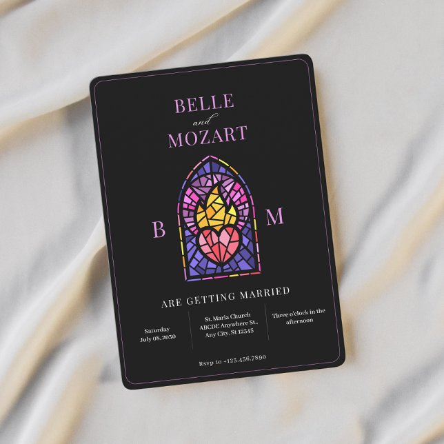 Hochzeit mit lila brennendem Herz Einladung (Von Creator hochgeladen)