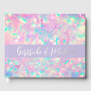Hochzeit mit lila opalem Hintergrund Gästebuch