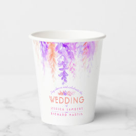 Hochzeit mit lila orangefarbenen Weinreben Pappbecher