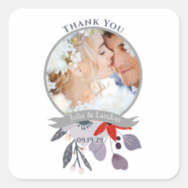 Hochzeit mit lila Rot Rosa Blauer Blumenkraut Quadratischer Aufkleber