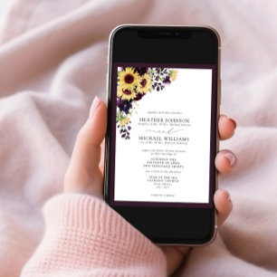 Hochzeit mit Lila Sonnenblume Einladung