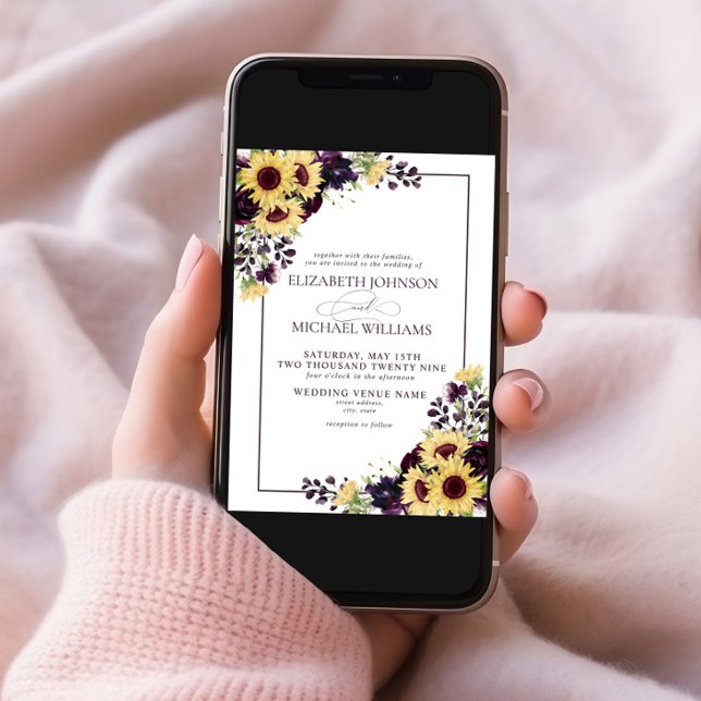 Hochzeit mit Lila Sonnenblume Einladung (Von Creator hochgeladen)