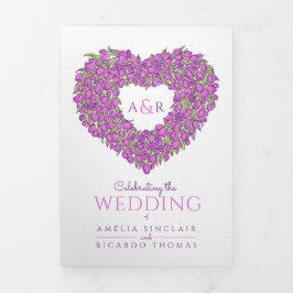 Hochzeit mit lila Tulpen Dreifach Gefaltete Einladung