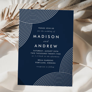 Hochzeit mit marineblauen und silbernen geometrisc folieneinladung