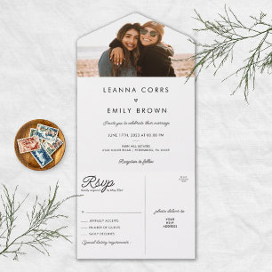 Hochzeit mit Minimalistischem Foto All In One Einladung