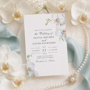 Hochzeit mit Minimalistischem Weißer Orchid Einladung