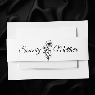 Hochzeit mit Minimalistischen Schwarz-weißen Sonne Einladungsbanderole