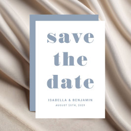 Hochzeit mit moderner Dusty Blue Typografy Save The Date
