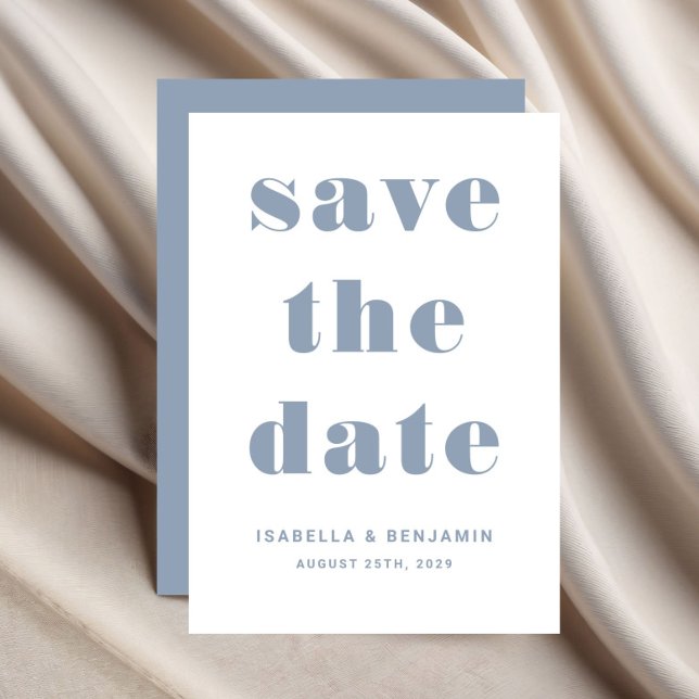 Hochzeit mit moderner Dusty Blue Typografy Save The Date (Modern Dusty Blue Typography Wedding Save The Date)