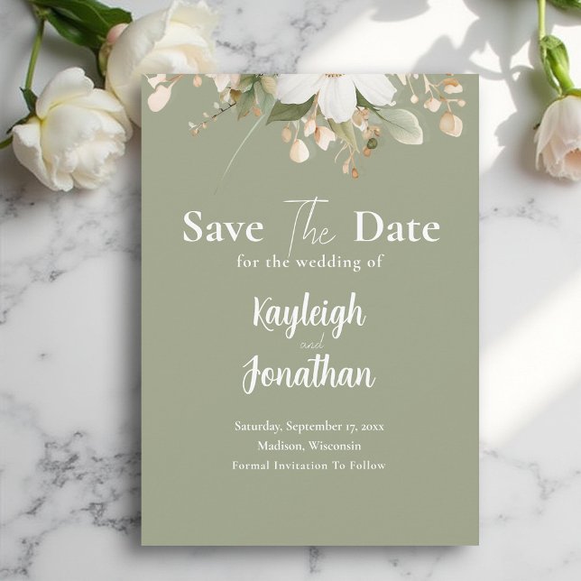 Hochzeit mit moderner Farbe Grün Save The Date (Von Creator hochgeladen)