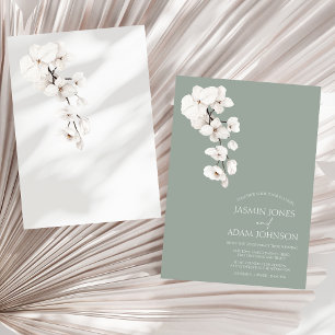 Hochzeit mit moderner Sage Green Orchid Einladung