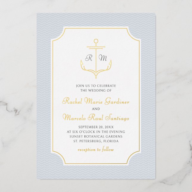 Hochzeit mit nautischem Anker Folieneinladung (Vorderseite)