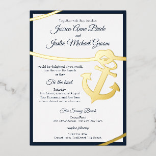 Hochzeit mit nautischem Seil und Anker Folieneinladung