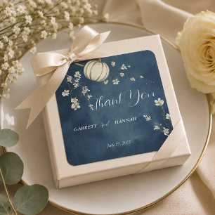 Hochzeit mit Navy-Blauem Herbstkürbis Quadratischer Aufkleber