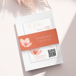 Hochzeit mit orangefarbenem Goldblumen Einladungsbanderole