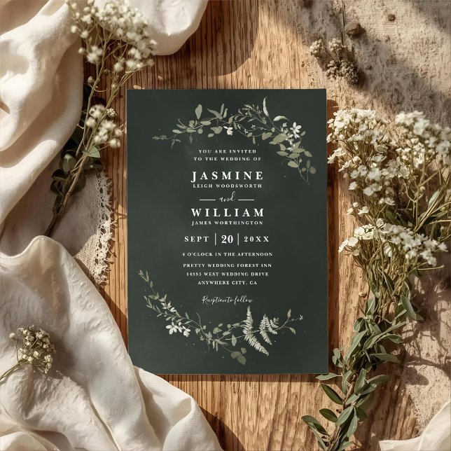 Hochzeit mit QR-Code in Zwielicht-Grün-Rustikal-El Einladung (Von Creator hochgeladen)